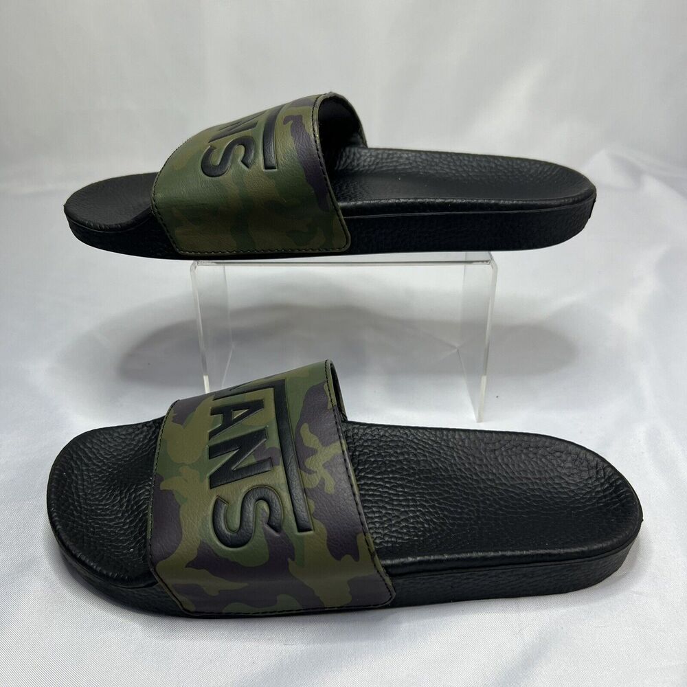 Vans Men's Camo Slides Slip-On Sandals Black Green Brown Size 7 - Picture 5 of 9